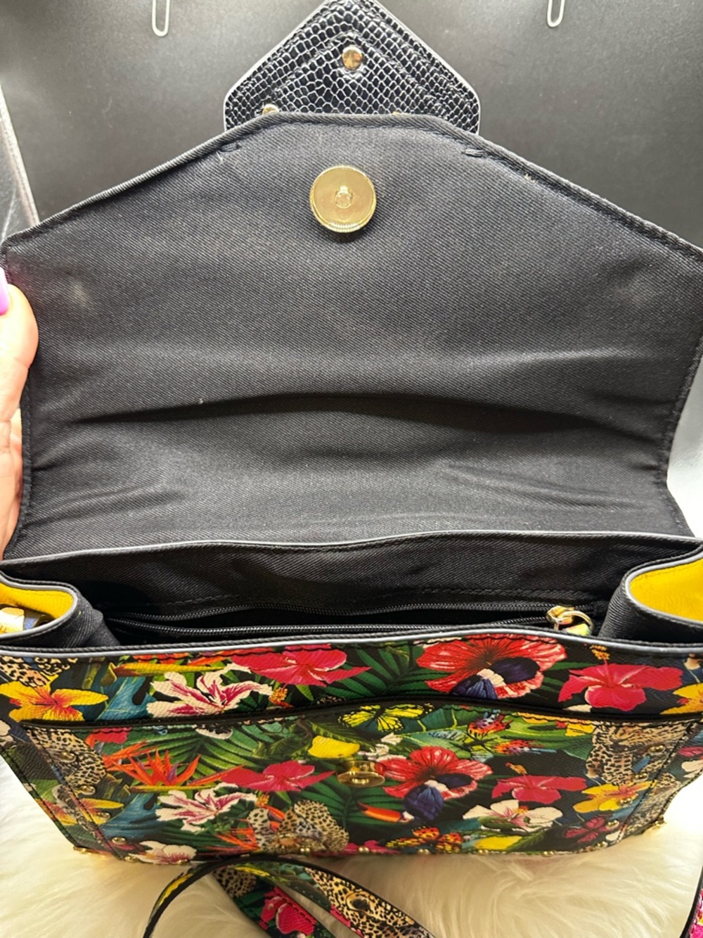 Aldo Tropical Floral Top-Handle Satchel - Multicolor w/removable crossbody - Picture 7 of 14